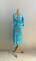 将图像加载到图库查看器中， Neha Women&#39;s Lucknowi Handcrafted Modal Cotton Chikankari Angrakha Dress - HONC0102840
