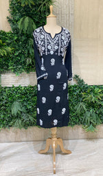 Load image into Gallery viewer, Women&#39;s Lucknowi Handcrafted Cotton Chikankari Kurti - HONC0109565