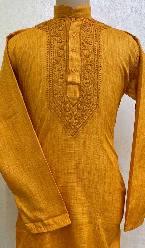 Men's Lucknowi Handcrafted Cotton Chikankari Kurta - HONC0112204