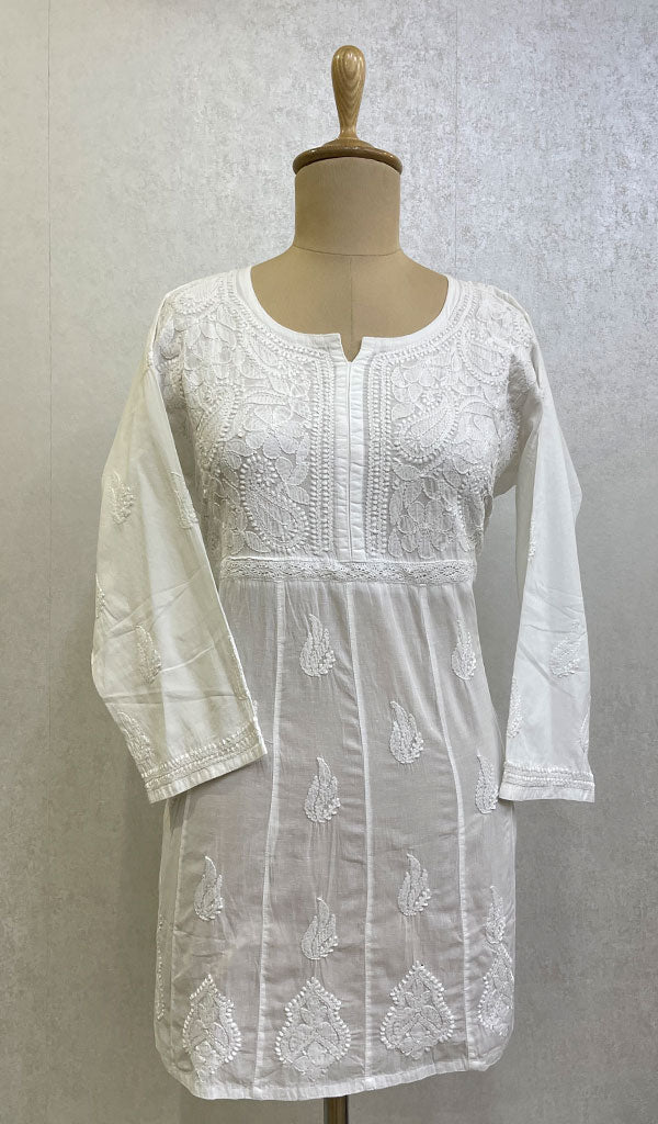 Lakhnavi 手工制作的 Chikankari 棉质上衣 - HONC0111279