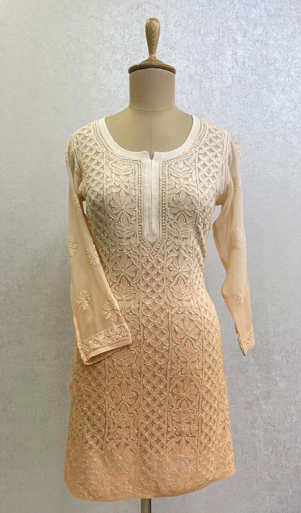 Lucknowi 手工粘胶乔其纱 Chikankari 上衣 - HONC0109021