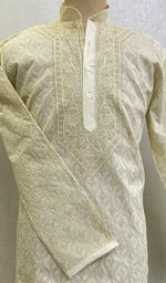 Load image into Gallery viewer, Men&#39;s Lucknowi Handcrafted Cotton Chikankari Kurta -HONC0123603