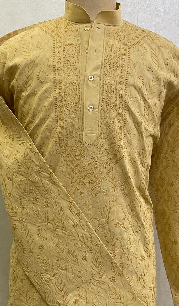 Men's Lucknowi Handcrafted Cotton Chikankari Kurta -HONC0123591
