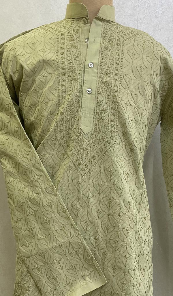 Men's Lucknowi Handcrafted Cotton Chikankari Kurta -HONC0123562