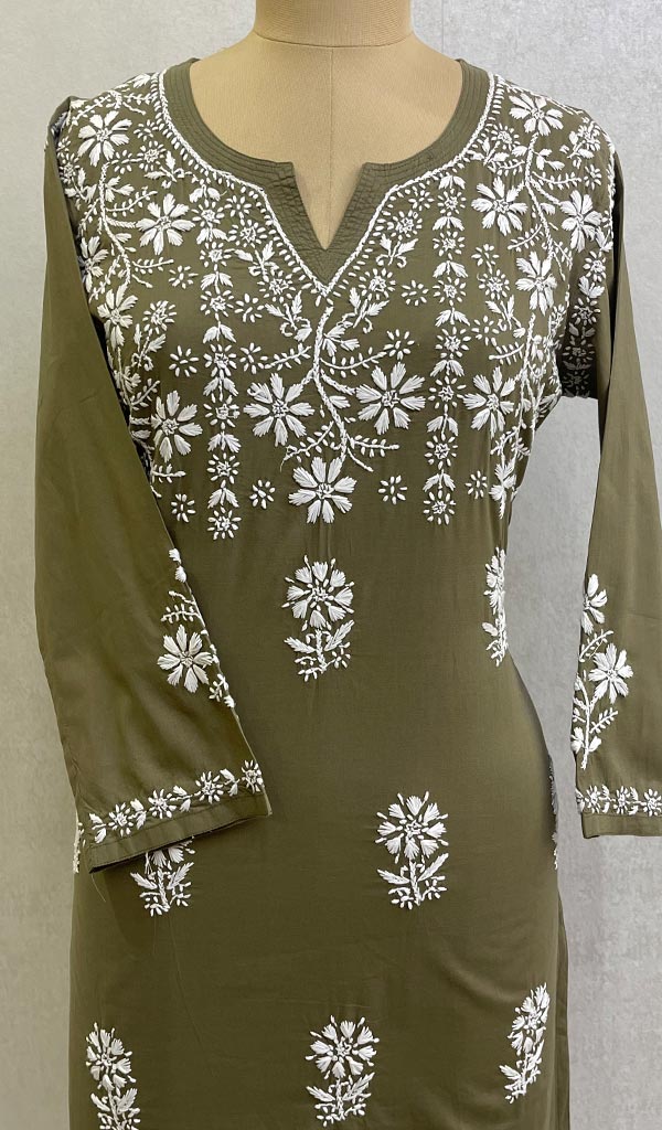 Mahek Women's Lucknowi Handcrafted Mul Cotton Chikankari KuRTI - HONC0110755