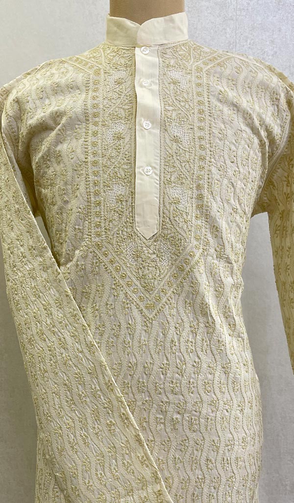 Men's Lucknowi Handcrafted Cotton Chikankari Kurta -HONC0123607