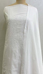 Load image into Gallery viewer, Women&#39;s Lakhnavi Handcrafted Mul Cotton Chikankari Kurta Dupatta Set - HONC0112238
