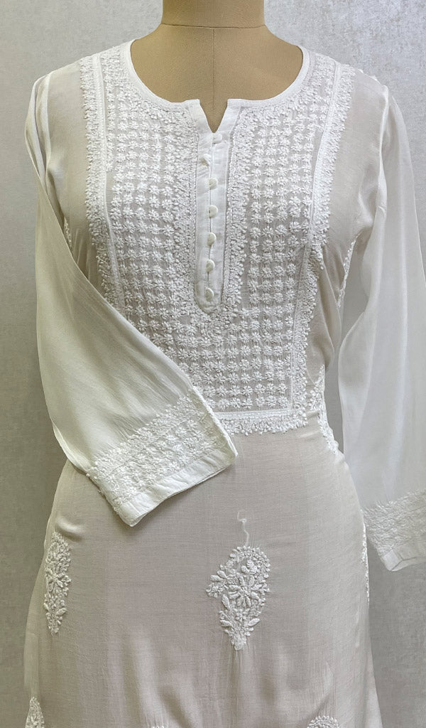 Women's Lucknowi Handcrafted Muslin Chikankari Kurti - HONC0127160