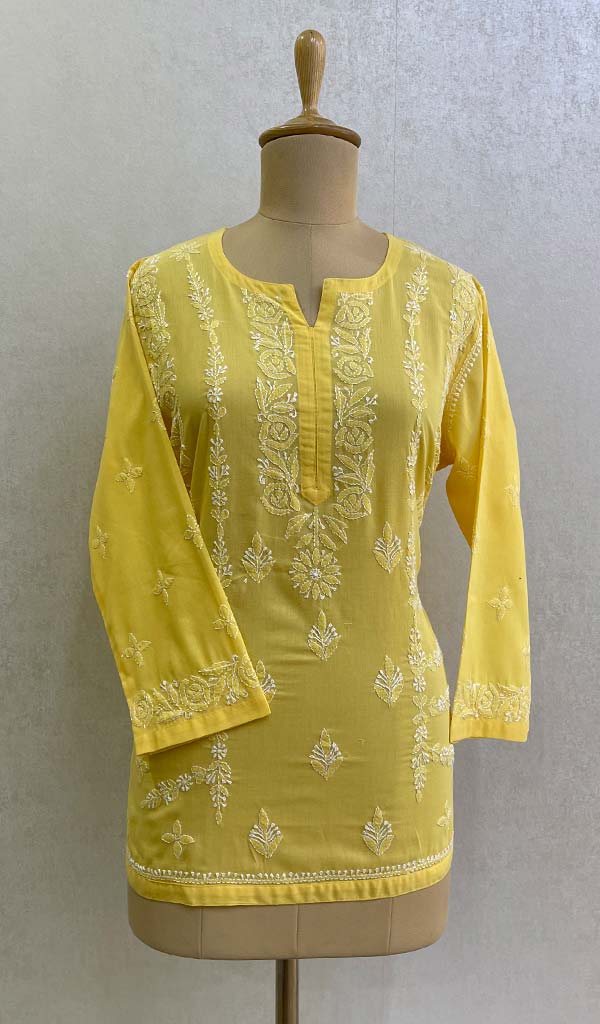 Women's Lakhnavi Handcrafted Cotton Chikankari Top - HONC084899