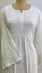 将图像加载到图库查看器中， Women&#39;s Lucknowi Handcrafted Modal Cotton Chikankari Dress - HONC0126837