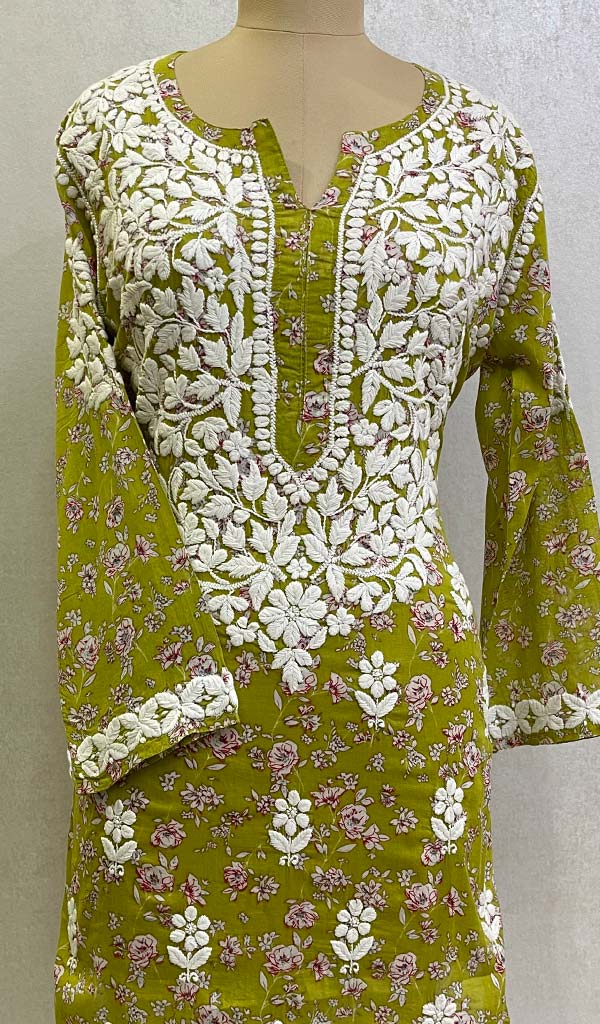 Women's Lucknowi Handcrafted Cotton Chikankari Kurti-HONC0148324