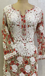 将图像加载到图库查看器中， Women&#39;s Lucknowi Printed Handcrafted Cotton Chikankari Kurti - HONC0130532
