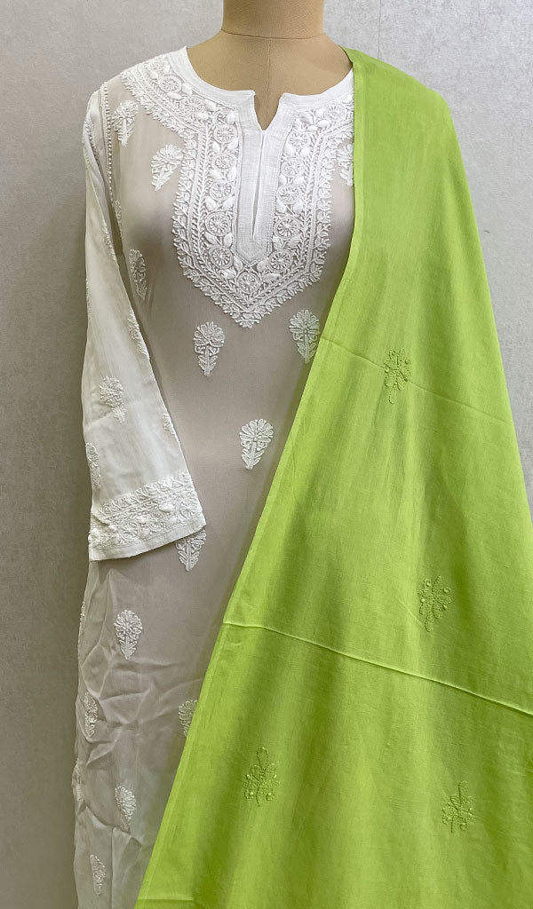 Women's Lucknowi Handcrafted Cotton Chikankari Dupatta - Honc084579