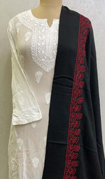 将图像加载到图库查看器中， Lucknowi 手工制作 Pashmina Chikankari 披肩 - Honc0107056
