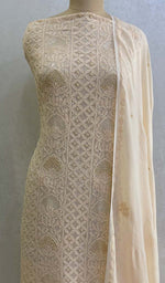 Load image into Gallery viewer, Women&#39;s Lucknowi Handcrafted Viscose Georgette Chikankari Suit Material  - Honc0123659

