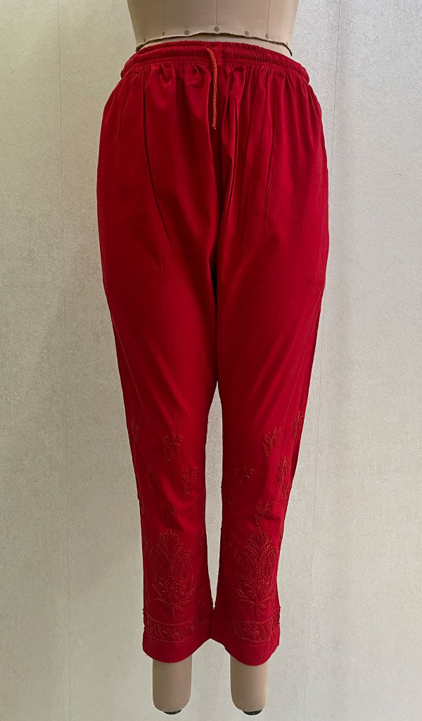 Lucknowi 手工制作亚麻棉 Chikankari 裤子 - HONC0134356 