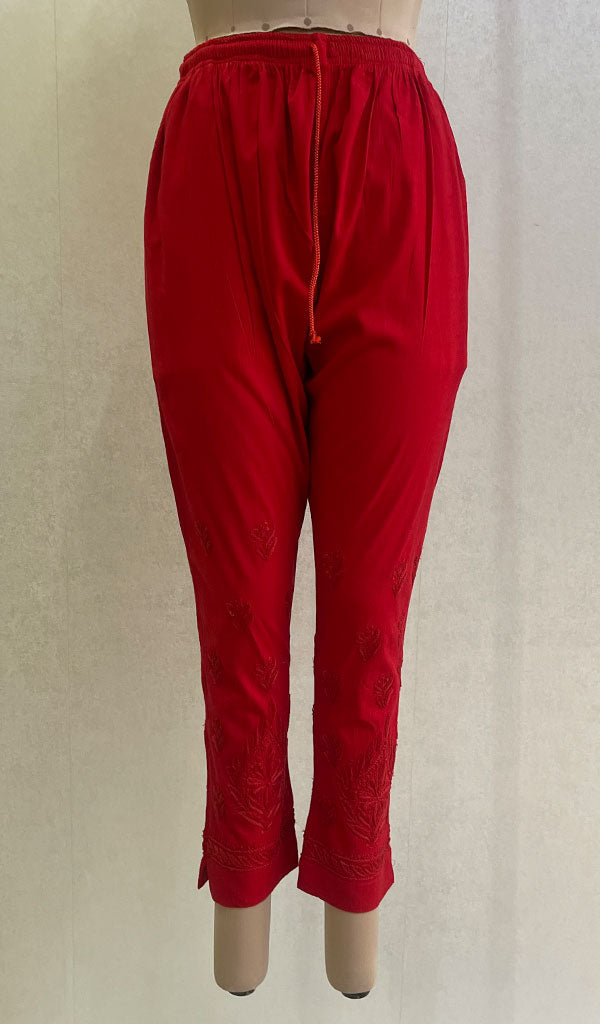 Women's Lucknowi Handcrafted Linen Cotton Chikankari Pant - HONC0134355