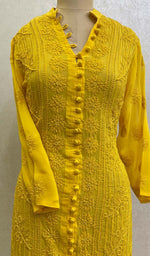 Load image into Gallery viewer, Women&#39;s Lucknowi Handcrafted Faux-Georgette Chikankari Kurti - HONC0106278
