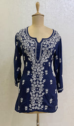 Load image into Gallery viewer, Fariah Women&#39;s Lakhnavi Handcrafted Modal Cotton Chikankari Top - HONC0136481
