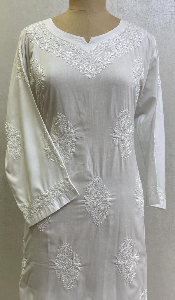 Women's Lucknowi Handcrafted Modal Cotton Chikankari Kurti - HONC0129534