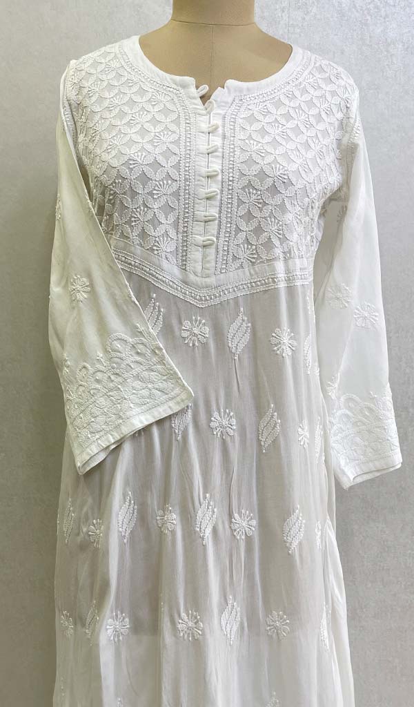 Women's Lakhnavi Handcrafted Mul Cotton Chikankari Dress - HONC0110750