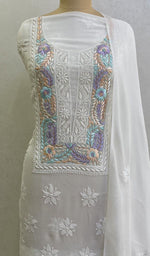 Load image into Gallery viewer, Women&#39;s Lucknowi Handcrafted Viscose Georgette Chikankari Kurta Dupatta Set - Honc0132410
