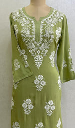 Load image into Gallery viewer, Women&#39;s Lucknowi Handcrafted Modal Cotton Chikankari Kurti - HONC0137357