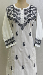 将图像加载到图库查看器中， Lakhnavi 手工制作 Mulmul 棉 Chikankari Kurti- HONC0135358
