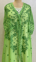 Load image into Gallery viewer, Women&#39;s Lakhnavi Handcrafted Faux-Georgette Chikankari Dress - HONC0137240