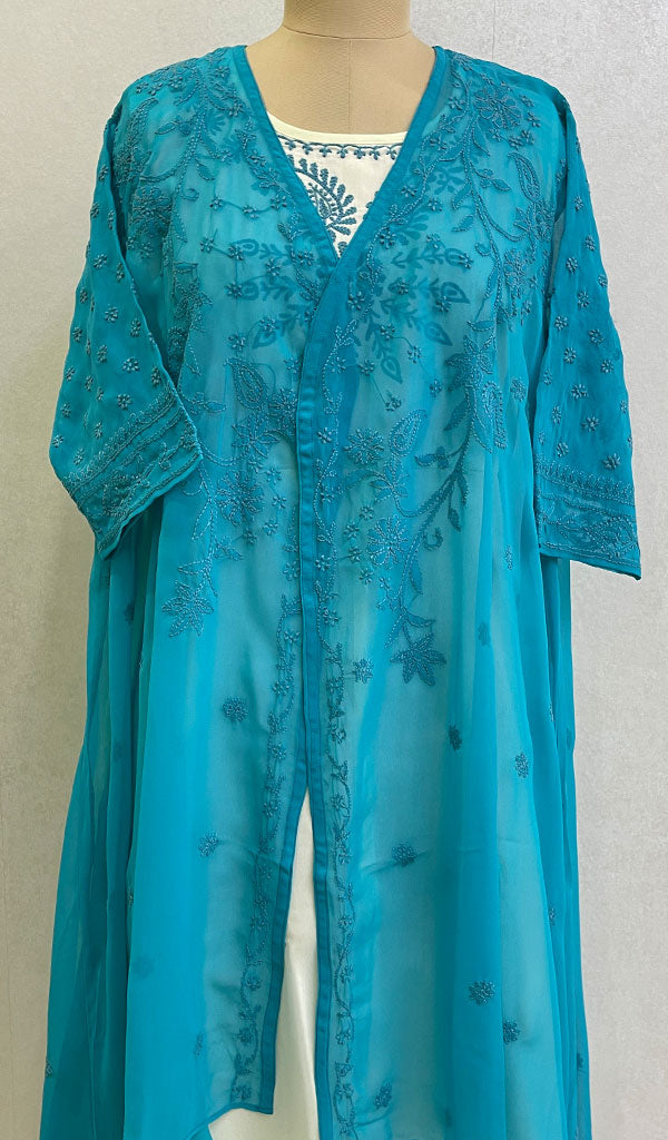Haaya Women's Lakhnavi Handcrafted Faux-Georgette Chikankari Dress - HONC0137255