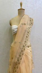 Load image into Gallery viewer, Women&#39;s Lucknowi Handcrafted Pure Organza Silk Chikankari Saree - HONC0111124