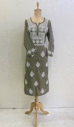 将图像加载到图库查看器中， Lucknowi Handcrafted Cotton Chikankari Kurti-HONC0148368
