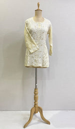 将图像加载到图库查看器中， Women&#39;s Lucknowi Handcrafted White Cotton Chikankari Top - HONC0165230
