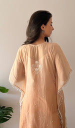 Load image into Gallery viewer, Pragya Women's Lucknowi Handcrafted Mul chanderi Chikankari Kaftan - HONC03615788