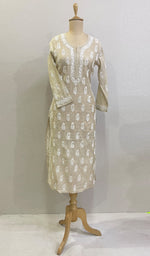 将图像加载到图库查看器中， Women&#39;s Lakhnavi Handcrafted Tissue Chanderi Chikankari Kurti - HONC0102423
