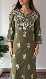 Mahek Women's Lucknowi Handcrafted Mul Cotton Chikankari KuRTI - HONC0110755