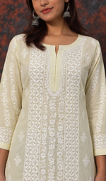 Jubina Women's Lucknowi Handcrafted Cotton Chikankari Kurti - HONC0164335