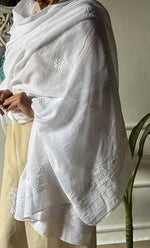 将图像加载到图库查看器中， Women's Lucknowi Handcrafted Cotton Chikankari Dupatta - HONC0304008