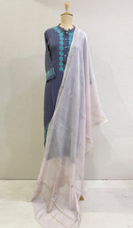 Load image into Gallery viewer, Women&#39;s Lakhnavi Handcrafted Mul Chanderi Chikankari Dupatta - HONC0222603
