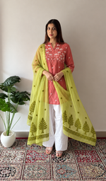 Women's Lucknowi Handcrafted Cotton Chikankari Dupatta - HONC0306248