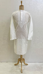 Load image into Gallery viewer, Men&#39;s Lucknowi Handcrafted Cotton Chikankari Kurta - HONC096608