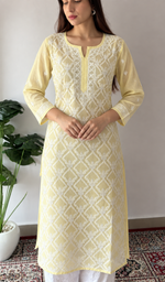 Women's Lucknowi Handcrafted Cotton Chikankari Kurti- HONC0392425