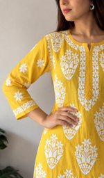 Women's Lucknowi Handcrafted Modal Cotton Chikankari Kurti- HONC0392375