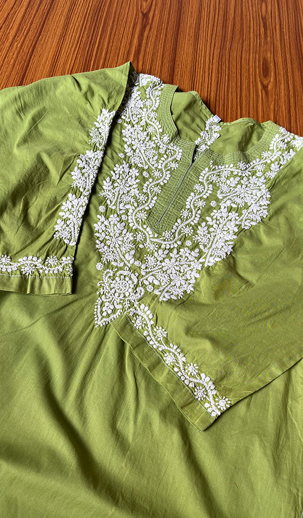 Meerab Women's Lucknowi Handcrafted Cotton Chikankari Kurti - HONC0301013