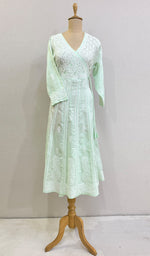 将图像加载到图库查看器中， Abisha Women&#39;s Lucknowi Handcrafted Cotton Chikankari Angrakha - HONC0232851
