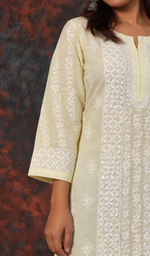 Jubina Women's Lucknowi Handcrafted Cotton Chikankari Kurti - HONC0164335