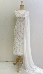 Load image into Gallery viewer, Women&#39;s Lucknowi Handcrafted Viscose Georgette Chikankari Kurta And Dupatta Set - HONC0144590
