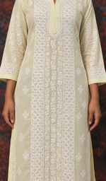 Jubina Women's Lucknowi Handcrafted Cotton Chikankari Kurti - HONC0164335