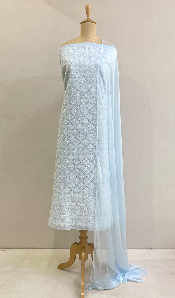 Women's Lakhnavi Handcrafted Cotton Chikankari Suit Material - HONC0222670