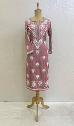 Load image into Gallery viewer, Women&#39;s Lakhnavi Handcrafted Linen Cotton Chikankari Kurti - HONC093725